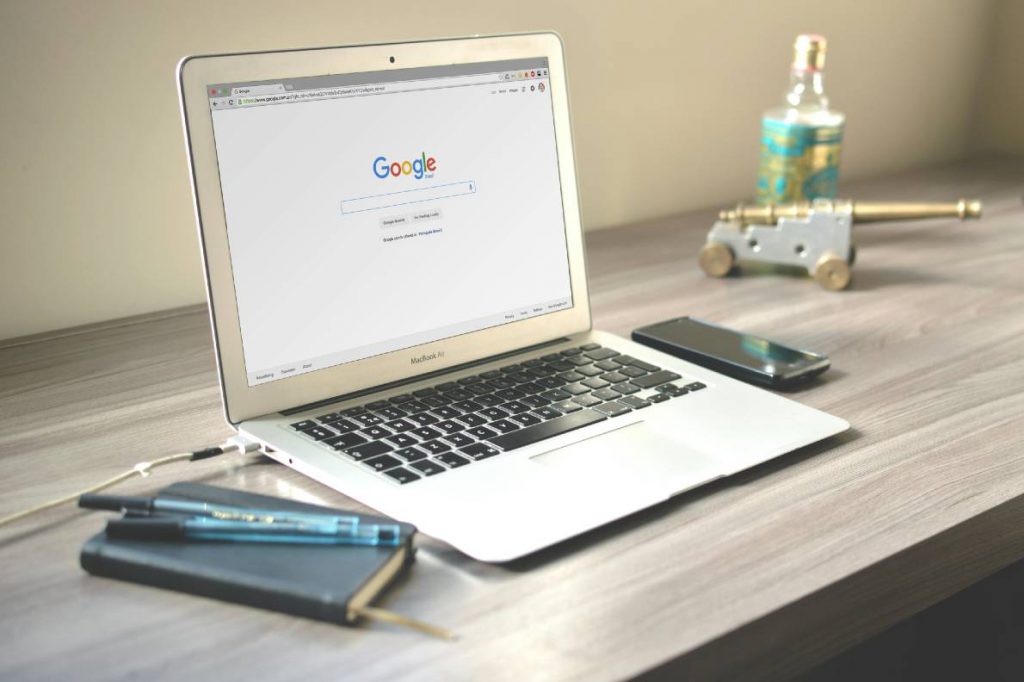 Laptop showing google search engine. Google ads services for Charity Digital Marketing